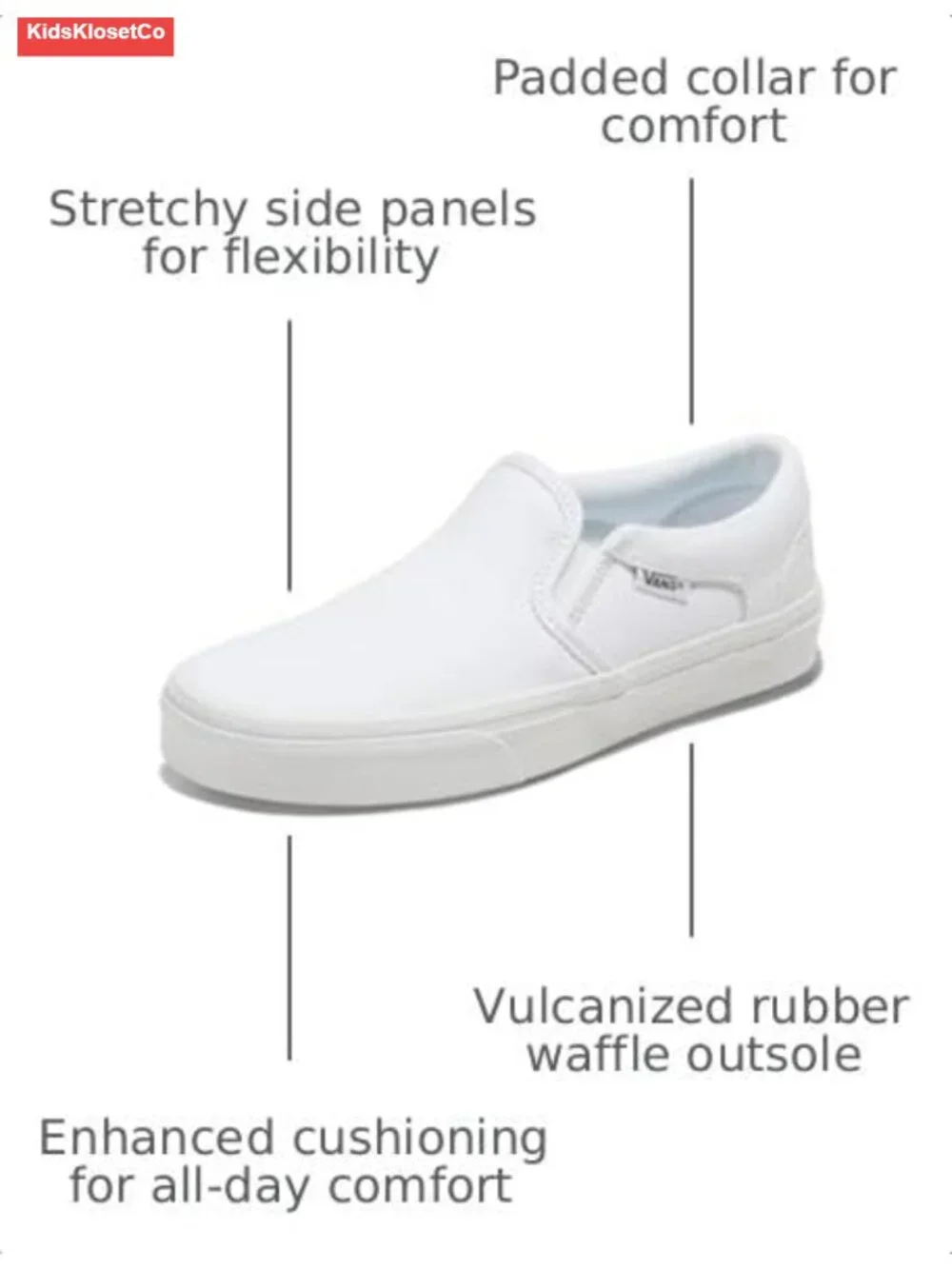 Kids Canvas Slip-On Sneakers Easy Pull-On Casual Athletic Low Top Shoes